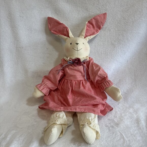 Russ Muslin Easter Rabbit 7095 Dress And Bloomers Vintage White And‎ Pink - Picture 1 of 6